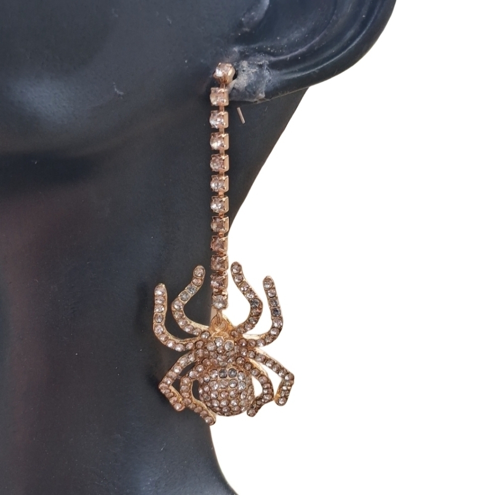 Piper K Crystal Spider Drop Earrings | Halloween Costume or Edgy Everyday